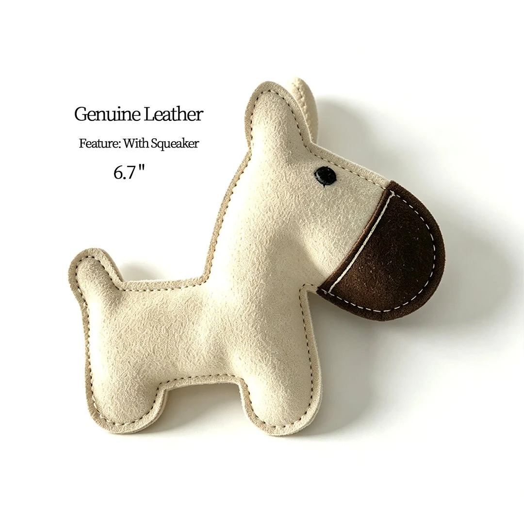 Dog-Shaped Leather Squeaky Toy