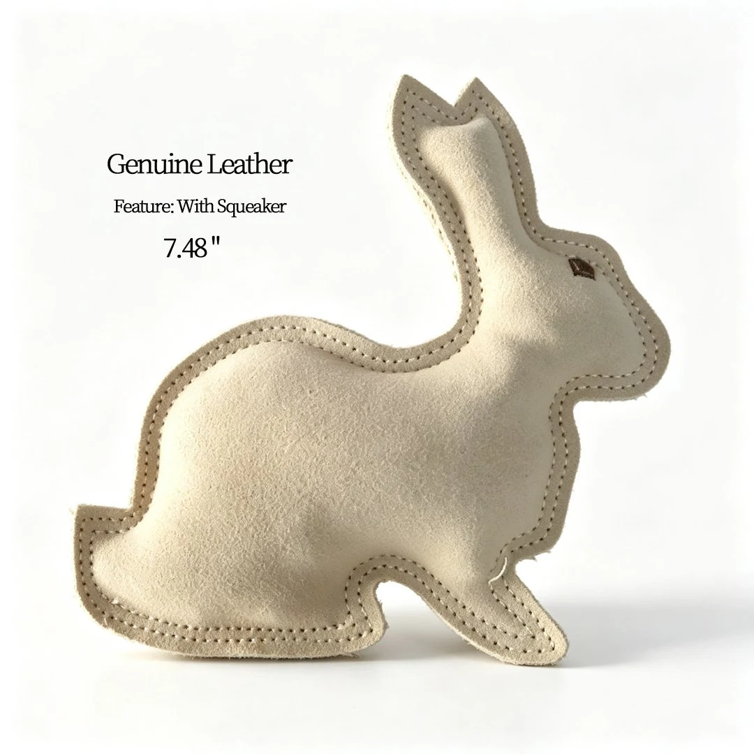 Rabbit-Shaped Leather Squeaky Toy