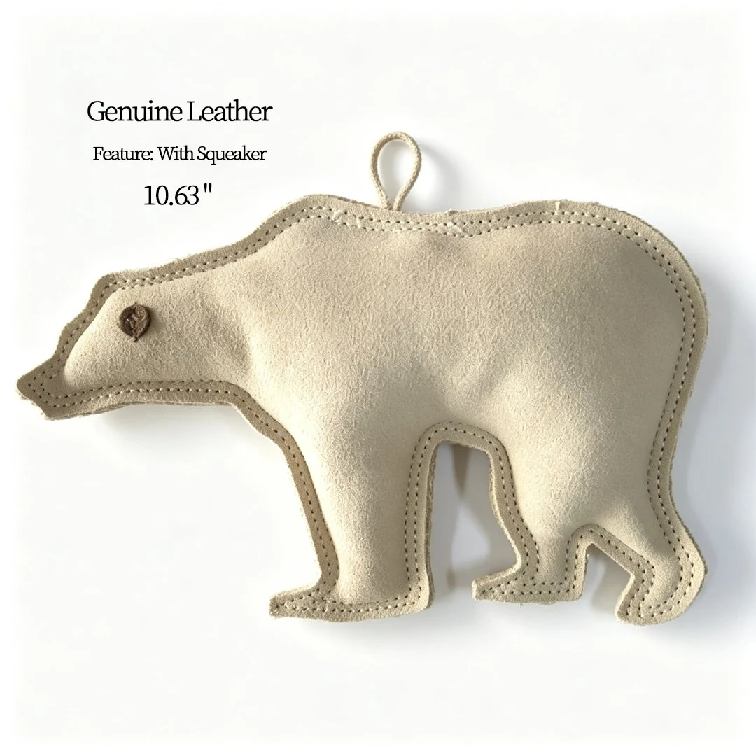 Bear-Shaped Leather Squeaky Toy