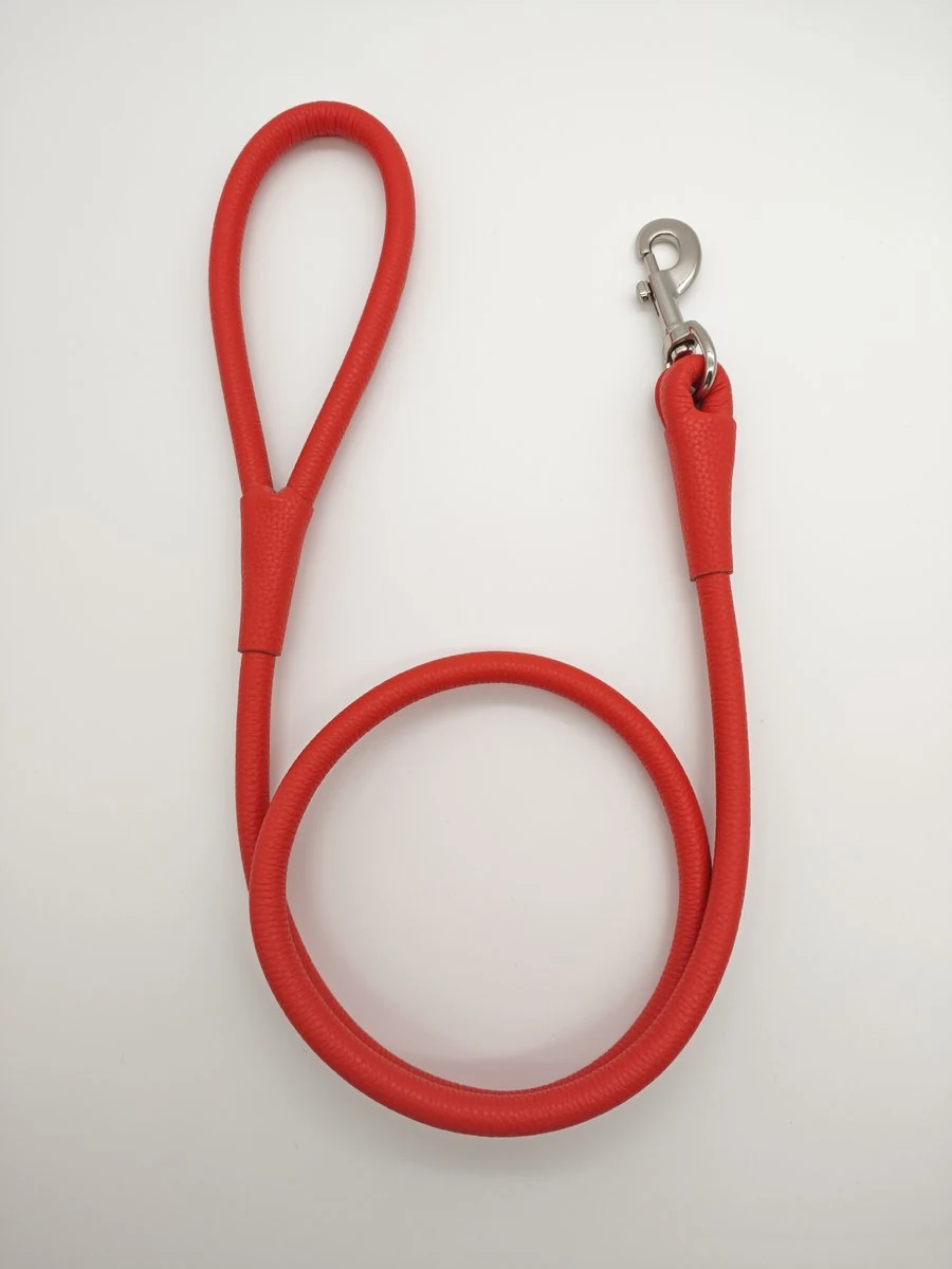 Red Round Leather Leash