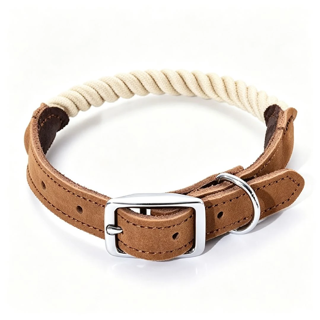Cotton-Rope Spliced Leather Collar