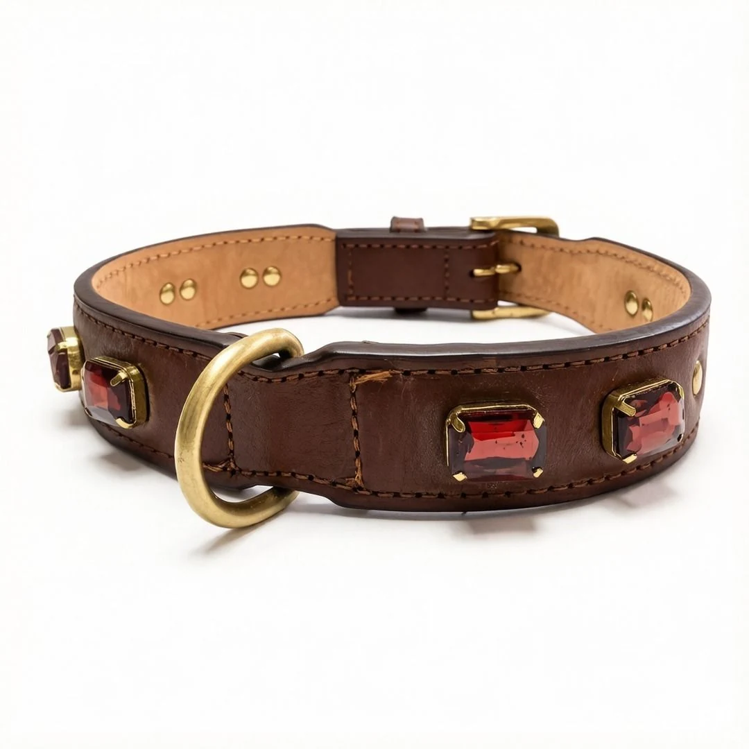 Vintage Gemstone Leather Collar